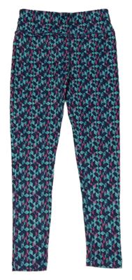 Tmavomodro-modro-růžové vzorované sportovní legíny St. Bernard