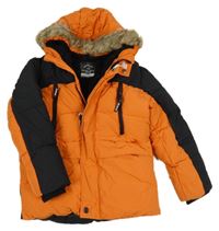 Černo-oranžová šusťáková zimní bunda s kapucí George
