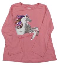 Růžové triko s překlápěcími flitry Topolino