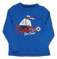 Modré pyžamové tričko s plachetnicou Lupilu