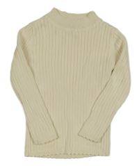 Smotanový rebrovaný sveter so stojačikom TU