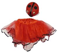 Kostým - 2set - Červená tylová sukně + čepice - beruška