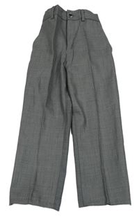 Tmavosivé melírované spoločenské nohavice s pukmi