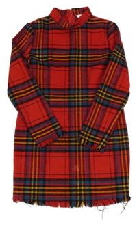 Červeno-čierno-modré kockované šaty Shein