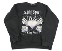 Tmavosivá mikina s nápisom a kamienkami M&S