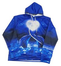 Safírovo-čierna mikina so srdcem, delfíny a9 kapucňou