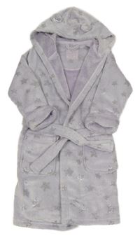 Lila chlupatý župan s hvězdami a kapucí Tu