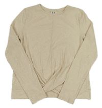 Béžový rebrovaný crop sveter Yigga