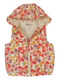 Smetanovo-růžová vzorovaná šusťáková zateplená vesta s kapucí Zara