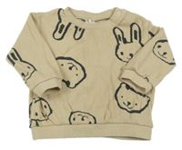 Béžová rebrovaná mikina s medvedíkmi a zajačikmi H&M
