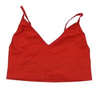 Červený rebrovaný crop top Only