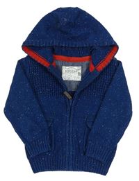Modro-sivý melírovaný prepínaci sveter s kapucňou M&S