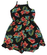 Černý květovaný letní overal Primark 