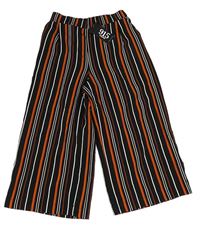 Čierno-tehlovo-biele pruhované culottes nohavice New Look
