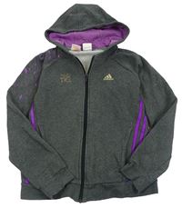 Sivo-fialová prepínaci športová mikina s kapucňou zn. Adidas