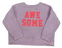 Lila oversize crop mikina s nápisom zn. Tu