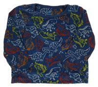 Tmavomodrá zamatová mikina s dinosaurami Primark