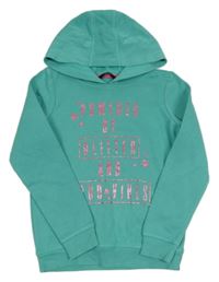 Tyrkysová mikina s nápisem a kapucí George 