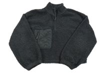 Tmavosivá buklé crop mikina s vreckom