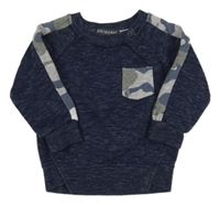 Tmavomodrá melírovaná mikina s vreckom Primark