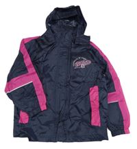 Tmavomodro-ružová šušťáková jarná bunda s ukrývací kapucňou Alive