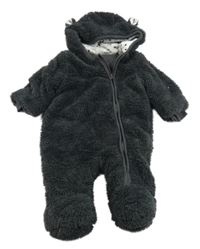 Sivá chlpatá zateplená kombinéza s kapucňou F&F