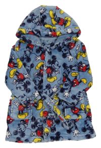 Modrý chlpatý župan s Mickeym a kapucňou Disney