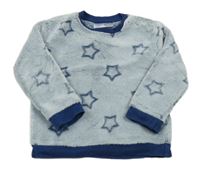 Světlemodro-tmavomodrá chlpatá mikina s hviezdičkami Ergee