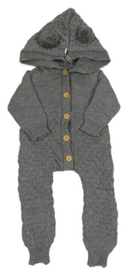 Sivá pletená kombinéza s kapucňou