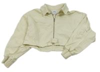 Smotanová crop rifľová bunda Zara