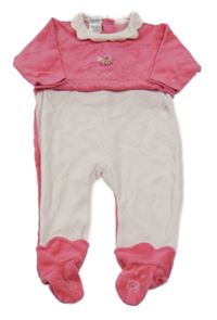 Růžovo-světlerůžový sametový overal s kytičkou Cooon