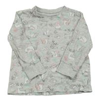 Šedé melírované triko se zvířátky C&A