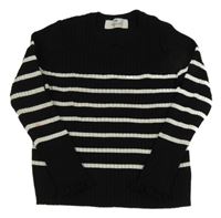 Čierno-biely pruhovaný rebrovaný sveter H&M