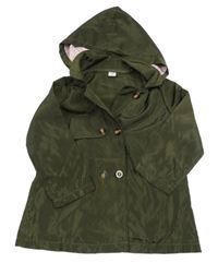 Khaki šušťákový kabát s kapucňou Shein