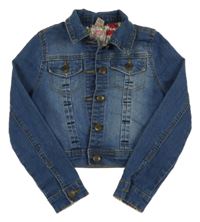 Tmavomodrá rifľová crop bunda Tu