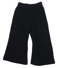 Čierne rebrované flare nohavice Shein