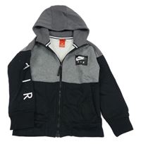 Černo-šedá propínací mikina s logem a kapucí Nike 