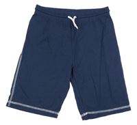 Tmavomodré bavlnené kraťasy s bílým šitím Kids