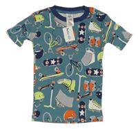 Nové - Modré tričko se skaty Mini Boden