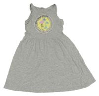 Sivé bavlnené šaty s plameňákem Y.F.K.