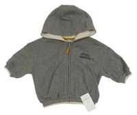 Nové - Sivá prepínaci mikina s nápisom a kapucňou George