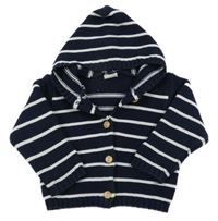 Tmavomodro-biely pruhovaný prepínaci sveter s kapucňou Alana