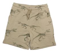 Béžové teplákové kraťasy s dinosaury Primark 