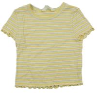 Farebné pruhované rebrované crop tričko H&M