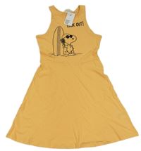 Nové - Oranžové bavlnené šaty so Snoopym H&M