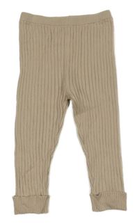 Béžové rebrované úpletové legíny Nutmeg