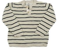 Béžovo-čierny pruhovaný sveter H&M