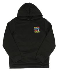 Čierna mikina s nápisom a kapucňou