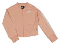 Světlerůžová propínací crop mikina s logem Nike