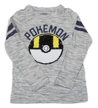 Šedé melírované triko s pokébalem z flitrů C&A
